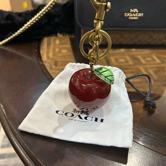Coach charm apple Red Keychain with Gold Accents - Picture 2 of 6